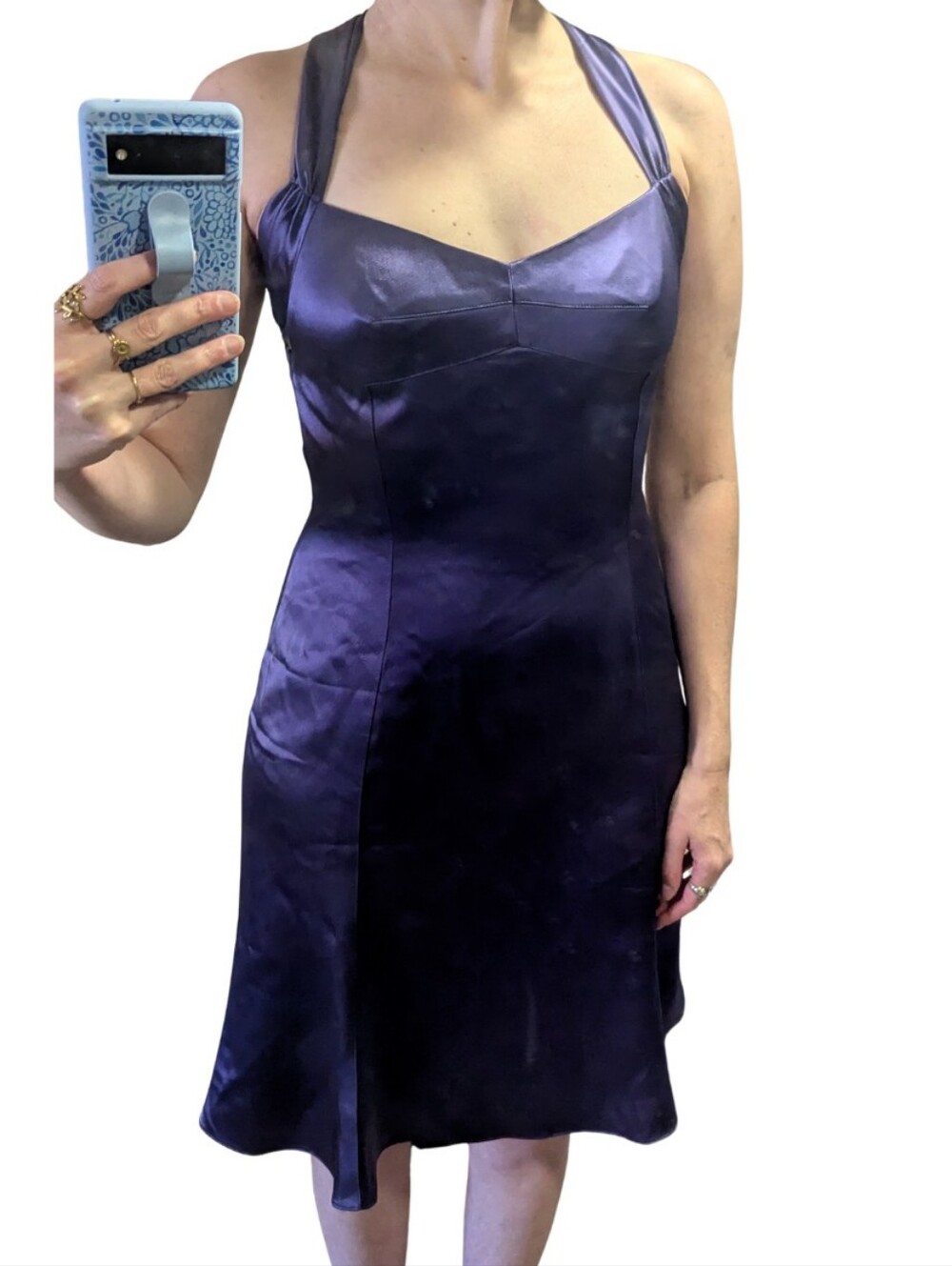 Jones New York Y2K Purple Satin Halter Dress